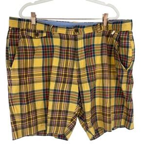 Surf Pendleton Shorts Mens 40 Golden Yellow Plaid 100% Cotton 8.5" Inseam Casual
